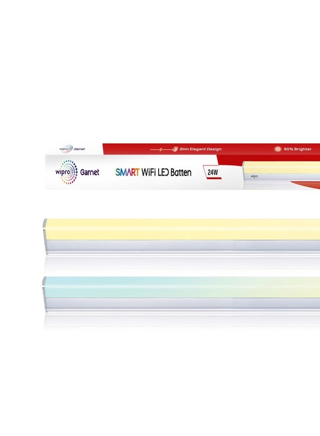 Wipro Next Smart Wi-Fi 24W CCT LED Batten | White Tunable | Dimmable | Scheduling | Scene Creation | Smart Grouping of Lights | Control from Anywhere |Amazon Alexa & Google Asst Compatible |Pack of 1