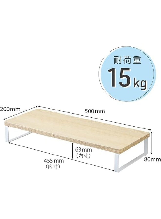 Horoof Home® Wooden Monitor Stand with Metal Frame, Compact Desk Organizer - 50x20x8 cm, natural - Image 2