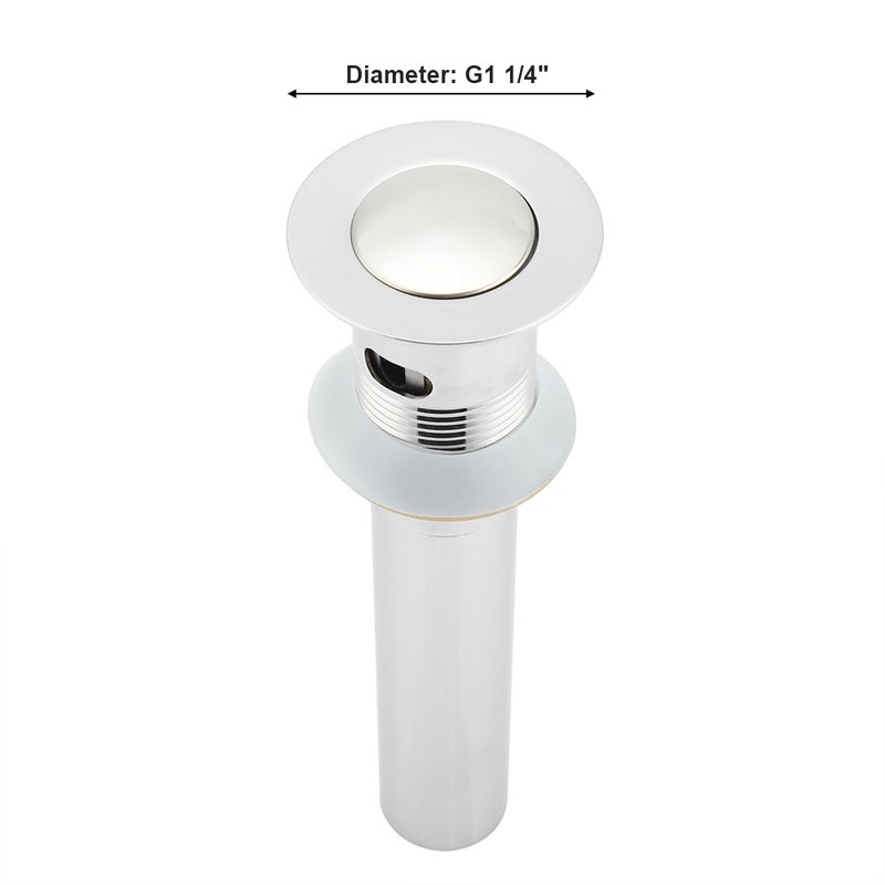 G1 1/4" Chrome Plated Stainless Steel Bathroom Basin Sink Pop Up Drain Assembly with Overflow - Image 3