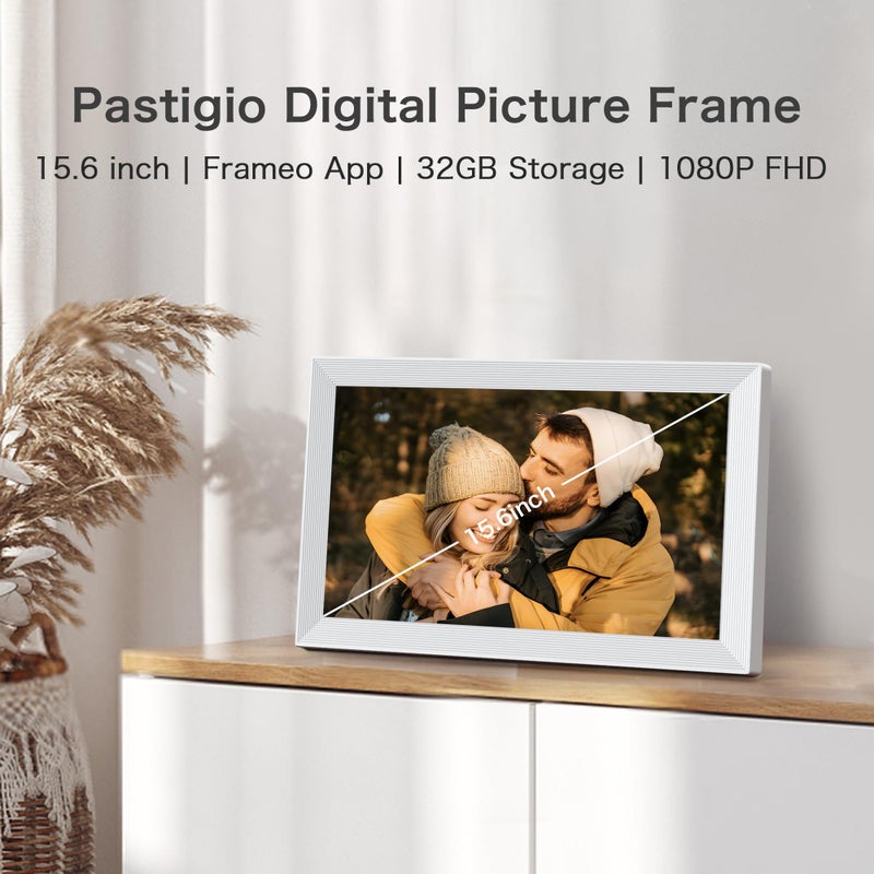 Pastigio Digital Picture Frame WiFi, 15.6 Inch Frameo Digital Photo Frame, 32GB Memory, 1920*1080 IPS HD Touch Screen, Auto-Rotate, Share Pictures Video Instantly, Gift for Mom, Wedding, Birthday, Anniversary - Image 2