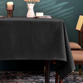BALCONY & FALCON Black Tablecloths Rectangle Faux Linen Table Cloth, Washable Table Cover for Kitchen Dinning Tabletop Buffet Decoration, Large Oblong Table Cloths