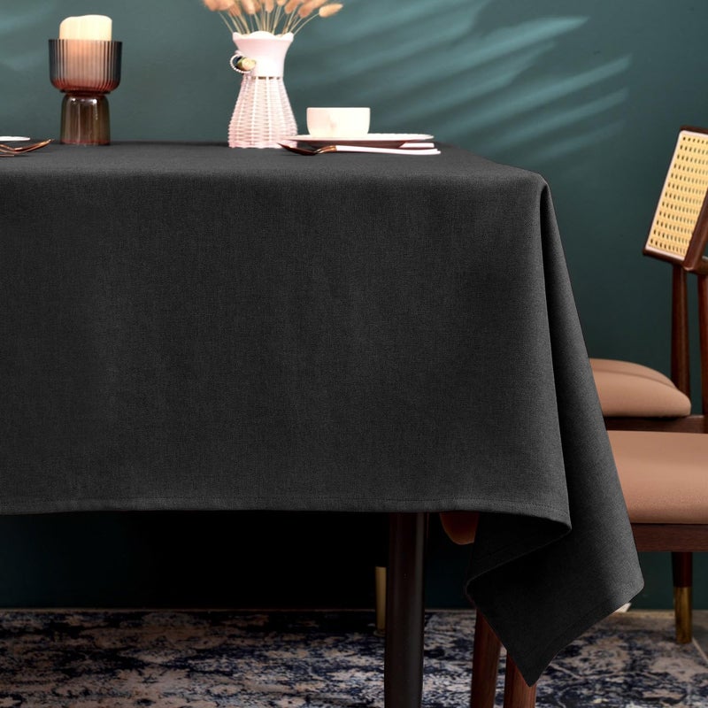 BALCONY & FALCON Black Tablecloths Rectangle Faux Linen Table Cloth, Washable Table Cover for Kitchen Dinning Tabletop Buffet Decoration, Large Oblong Table Cloths - Image 1