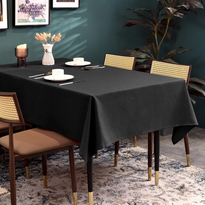 BALCONY & FALCON Black Tablecloths Rectangle Faux Linen Table Cloth, Washable Table Cover for Kitchen Dinning Tabletop Buffet Decoration, Large Oblong Table Cloths - Image 2