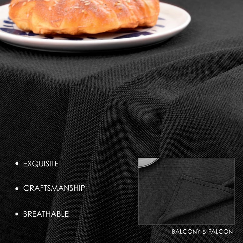 BALCONY & FALCON Black Tablecloths Rectangle Faux Linen Table Cloth, Washable Table Cover for Kitchen Dinning Tabletop Buffet Decoration, Large Oblong Table Cloths - Image 4
