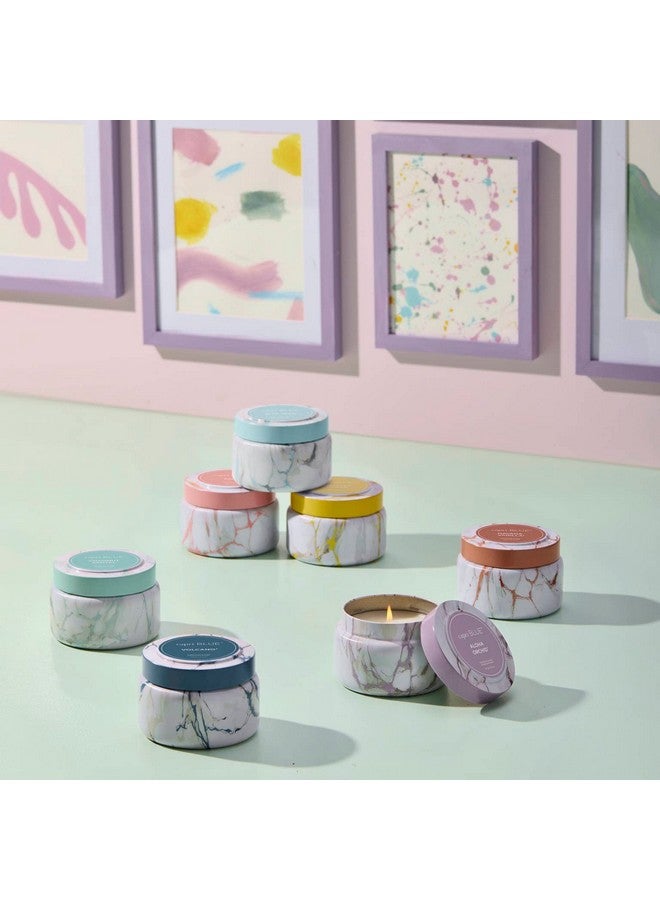 كابري بلو شموع كابري بلو - شموع سفر عصرية مطبوعة بالرخام في علبة معدنية - شموع فاخرة للمنزل معطرة - مزيج شموع الصويا - شموع تدوم طويلاً - شموع لطيفة - شموع برائحة البركان (8.5 أونصة) - Image 4