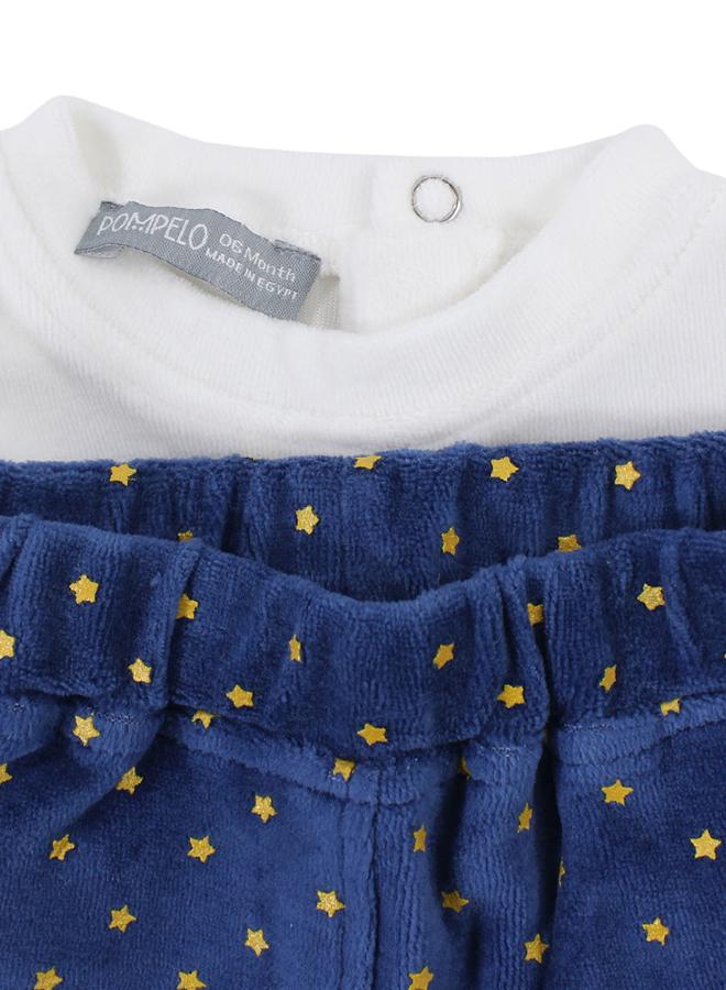 بمبيلو طقم قطعتين قطني للبنات الصغار – كريمي مع تصميم أرنب - Image 3