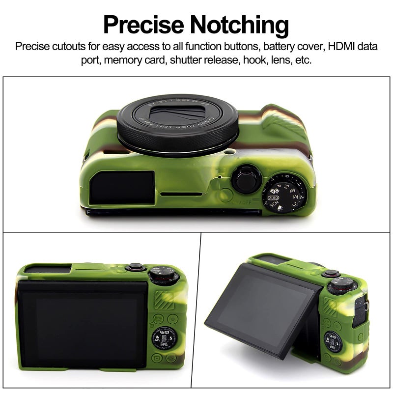 Easy Hood حافظة سهلة لكاميرا G7X Mark II من السيليكون، غطاء واقي ناعم لكاميرا كانون باور شوت G7X Mark II DSLR (كامو) - Image 5