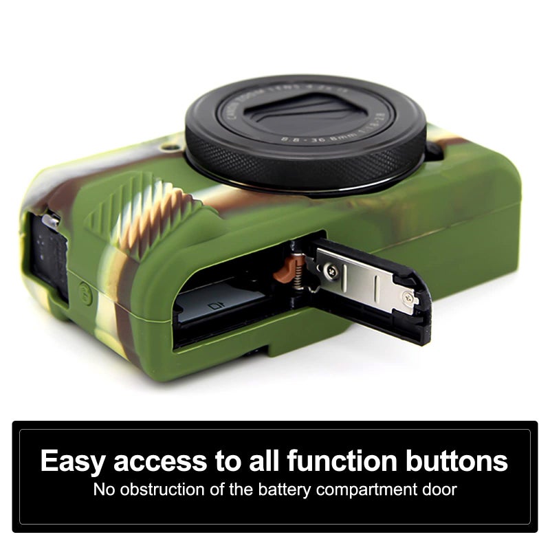 Easy Hood حافظة سهلة لكاميرا G7X Mark II من السيليكون، غطاء واقي ناعم لكاميرا كانون باور شوت G7X Mark II DSLR (كامو) - Image 4