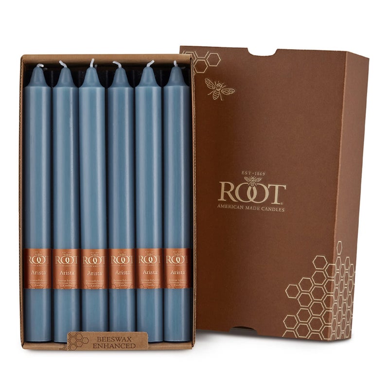 Root Candles Unscented Dinner Candles Premium Beeswax Blend Boxed Candle Set 9Inch Williamsburg Blue 12Count