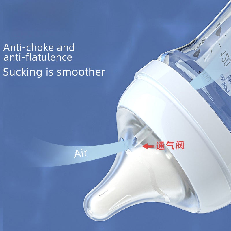 Noon Glass Bottle Newborn Baby Wide Diameter Anti-Flatulence Anti-Choking Newborn Baby Bottle Manufacturer Ready Stock(N-0015-160m light green) - Image 3