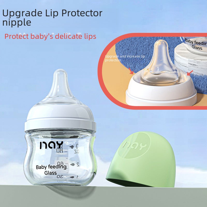 Noon Glass Bottle Newborn Baby Wide Diameter Anti-Flatulence Anti-Choking Newborn Baby Bottle Manufacturer Ready Stock(N-0015-160m light green) - Image 2