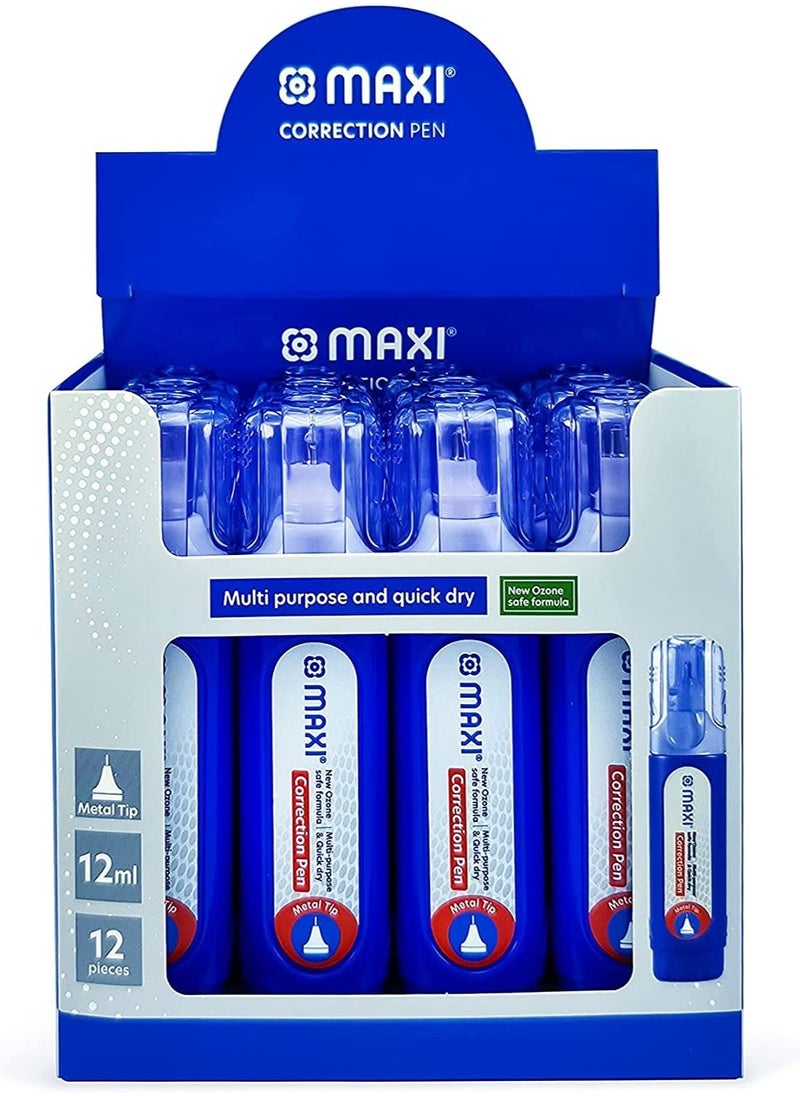 Maxi 12-Piece Metal Tip Correction Pen 12ml Content  - Image 1