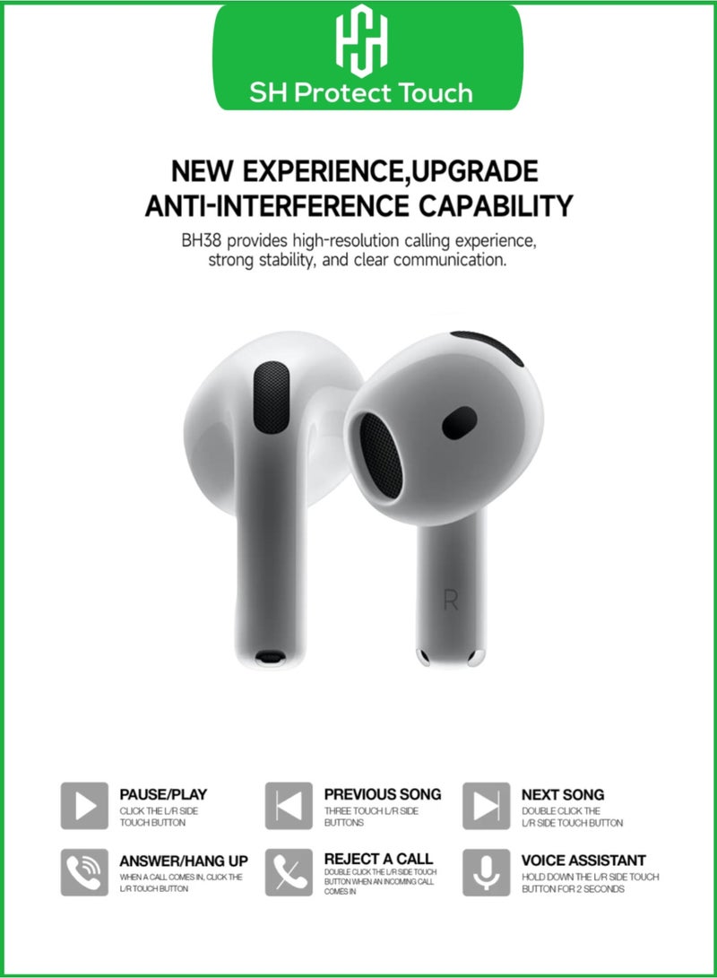 SH PROTECT TOUCH Wireless  Bluetooth Headphones Earbuds-4 , Personalized Audio, Transparency Mode, USB-C Charging Case , Wireless Charging with Case  + lanyard loop - Image 4