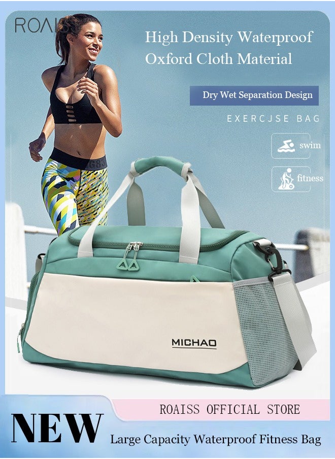 roaiss - Wet Dry Separation Fitness Bag Large Capacity Independent Shoe Storage Travel Handbag Adjustable Detachable Shoulder Strap Yoga Bag - Image 1