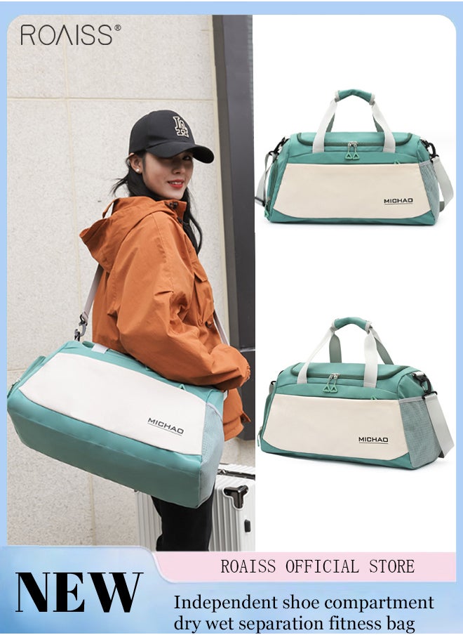 roaiss - Wet Dry Separation Fitness Bag Large Capacity Independent Shoe Storage Travel Handbag Adjustable Detachable Shoulder Strap Yoga Bag - Image 1