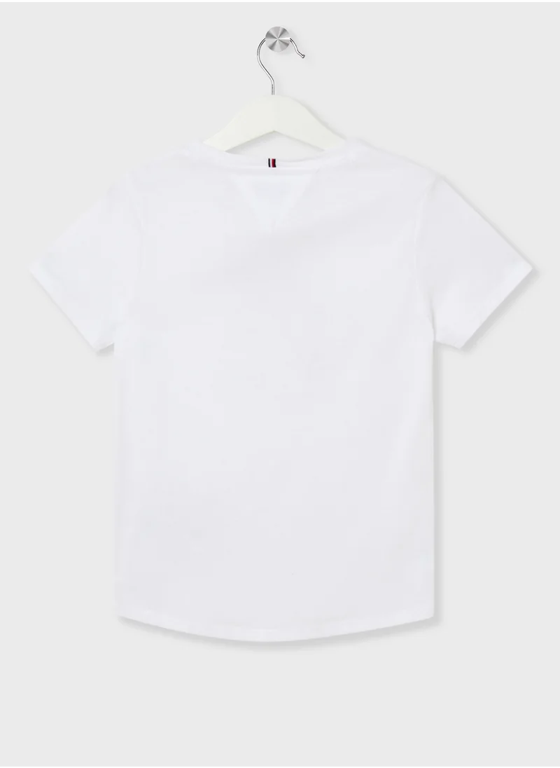 TOMMY HILFIGER Kids Crew Neck Script Logo Slim Fit T-Shirt