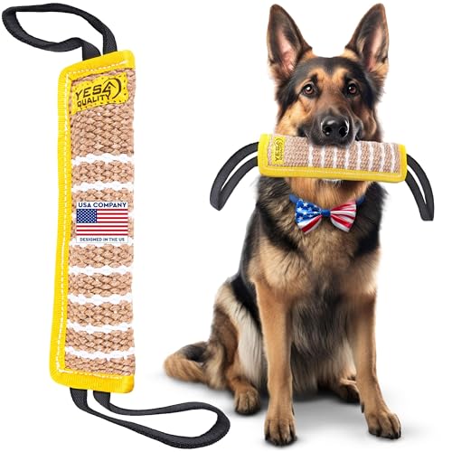 YES4QUALITY Dog Bite Tug Toy 12 x 32 Inches Durable Pull Toy with 2 Soft Strong Handles Tough Jute Bite Pillow for Medium to Large Dogs Ideal for Tug of War Fetch K9 Puppy Training Interactive Play - Image 1