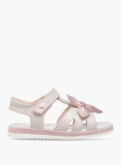 JUNIORS Girls Floral Accent Sandals with Hook and Loop Closure