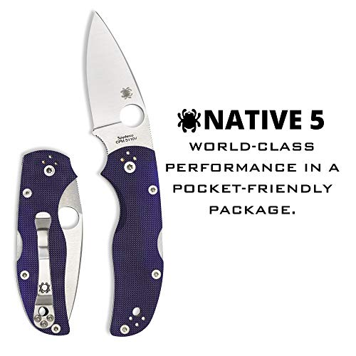 Spyderco Native 5 Signature Knife with 2.95" CPM S110V Steel Blade and Dark Blue G-10 Handle - PlainEdge - C41GPDBL5 - Image 2