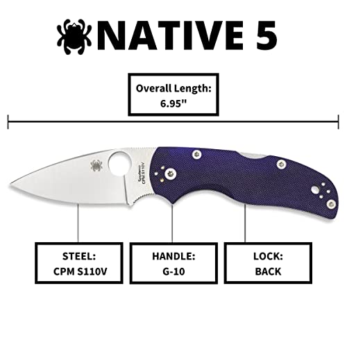 Spyderco Native 5 Signature Knife with 2.95" CPM S110V Steel Blade and Dark Blue G-10 Handle - PlainEdge - C41GPDBL5 - Image 5