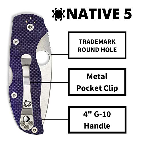 Spyderco Native 5 Signature Knife with 2.95" CPM S110V Steel Blade and Dark Blue G-10 Handle - PlainEdge - C41GPDBL5 - Image 4