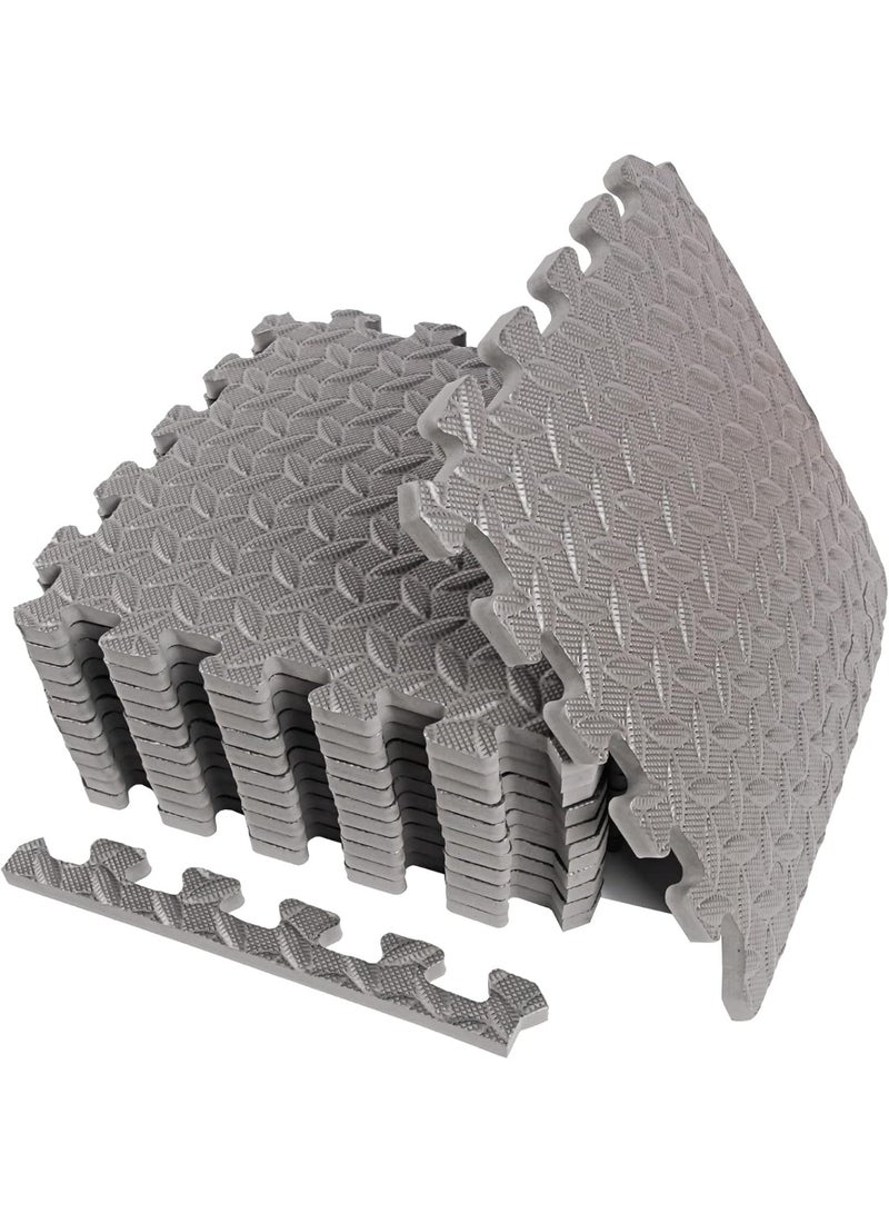 Soofam 12 Pack Puzzle Exercise Floor Mat, EVA Foam Mats with Interlocking Floor Tiles, 12'' x 12'' Foam Gym Mat, Protective Flooring Mats Interlocking for Home and Gym Equipment - Image 1