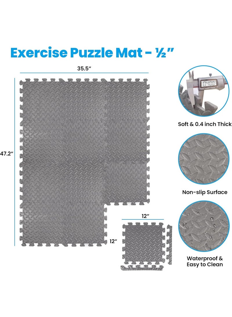 Soofam 12 Pack Puzzle Exercise Floor Mat, EVA Foam Mats with Interlocking Floor Tiles, 12'' x 12'' Foam Gym Mat, Protective Flooring Mats Interlocking for Home and Gym Equipment - Image 5