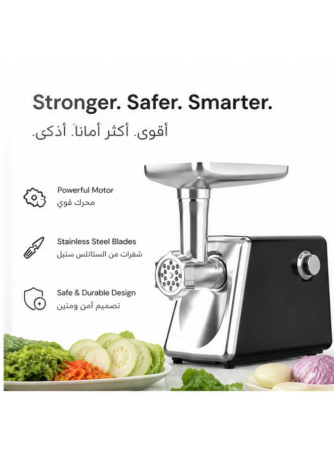 Electric Meat Mincer & Vegetable Slicer Shredder, Stainless Steel Multi-function Food Processor, Meat Grinder for Beef, Lamb, Homemade Sausage & Kibbeh, Vegetable Cutting for Home Kitchen - Image 3