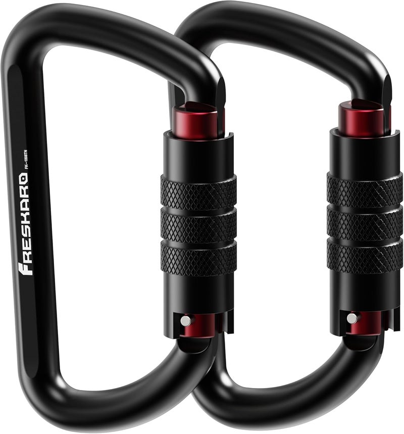 FresKaro 3inch 12kN-2698lbs Auto Locking Carabiner Clips, Solid D Shape, Heavy Duty 7075 Aluminum, Lightweight 1.09oz, Rust Proof, for Hammock, Hiking, Dog Leash, Keychain etc., Multi-Colors - Image 1