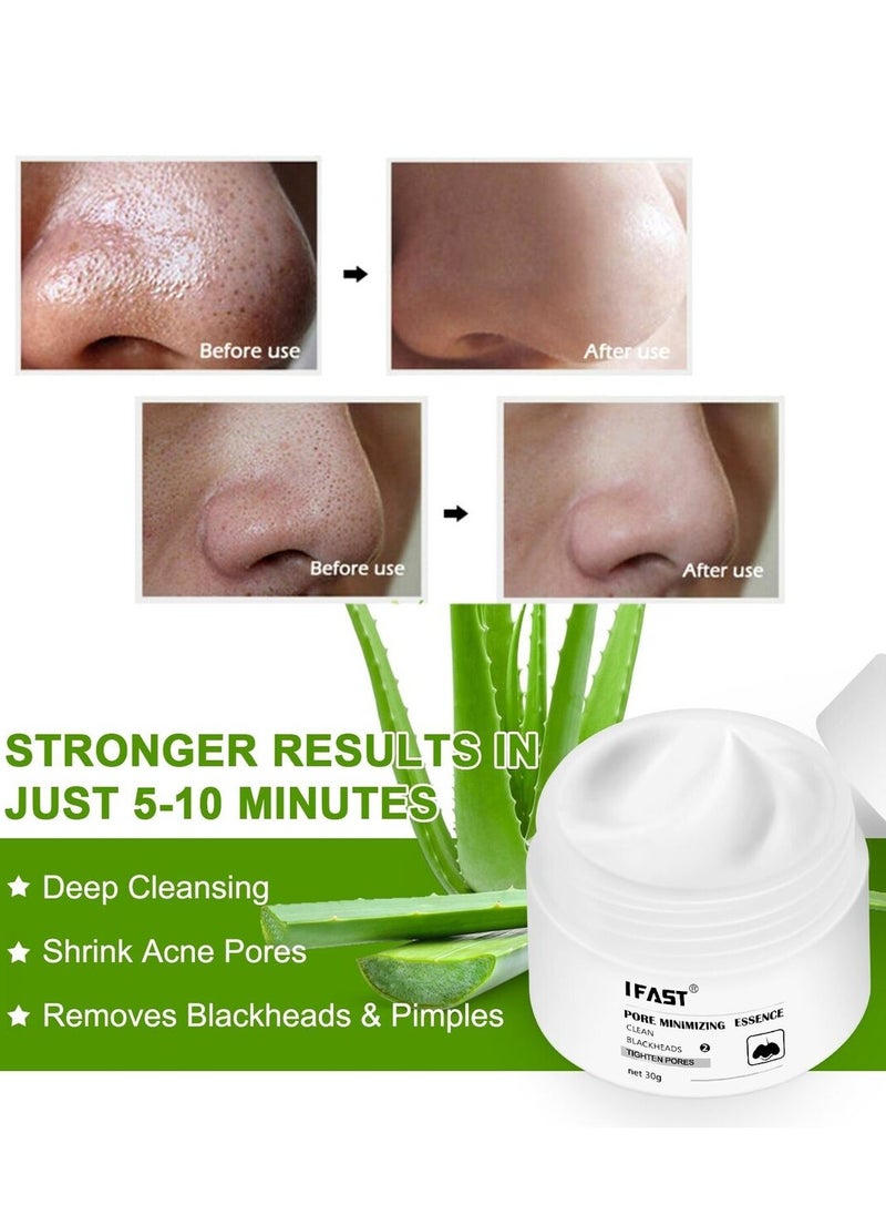 iFast Pore Minimizing Essence Blackhead Remover Nose Mask Pore Cleanser Purifying Peel off Face Mask with 60Pcs Strips Clean Tighten Pores and Remove Blackheads Nose Plants Pore Strips 30g  - Image 3