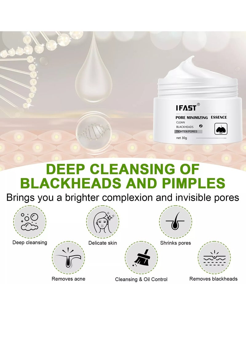 iFast Pore Minimizing Essence Blackhead Remover Nose Mask Pore Cleanser Purifying Peel off Face Mask with 60Pcs Strips Clean Tighten Pores and Remove Blackheads Nose Plants Pore Strips 30g  - Image 4