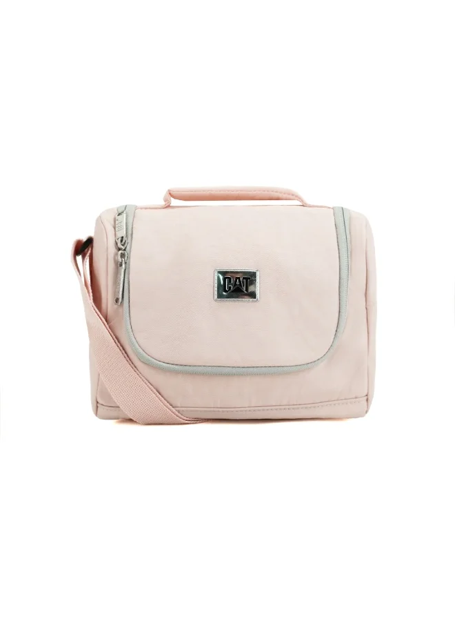 كاتربلر CAT Lunch Bag – 100% Polyester, 5L Capacity, Adjustable Shoulder Strap – Pastel Pink
