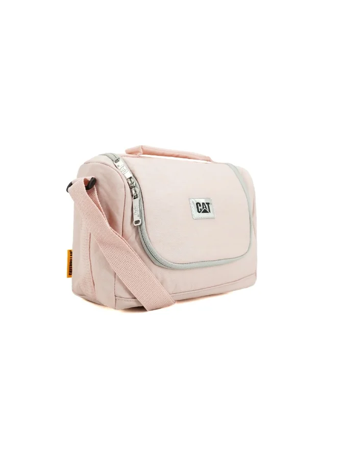 كاتربلر CAT Lunch Bag – 100% Polyester, 5L Capacity, Adjustable Shoulder Strap – Pastel Pink