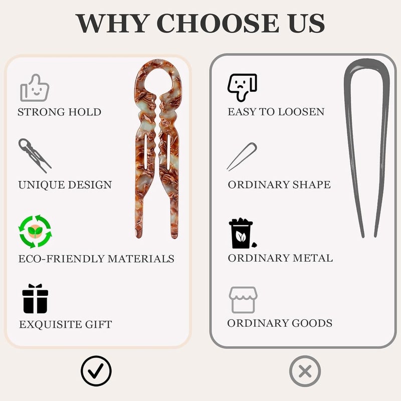 Sunolga 3 PCS French Hair Pins for Women, 4.38" Large Prestige Hair Pins for All Hair, Curved Shape for Better Head Fit Hair Accessories, Serrated Anti-Slip Design Hairpins - Image 3