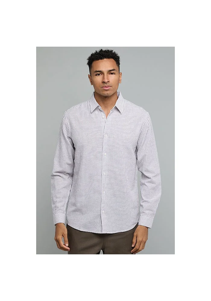 R&b Striped Shirt with Classic Collar and Long Sleeves