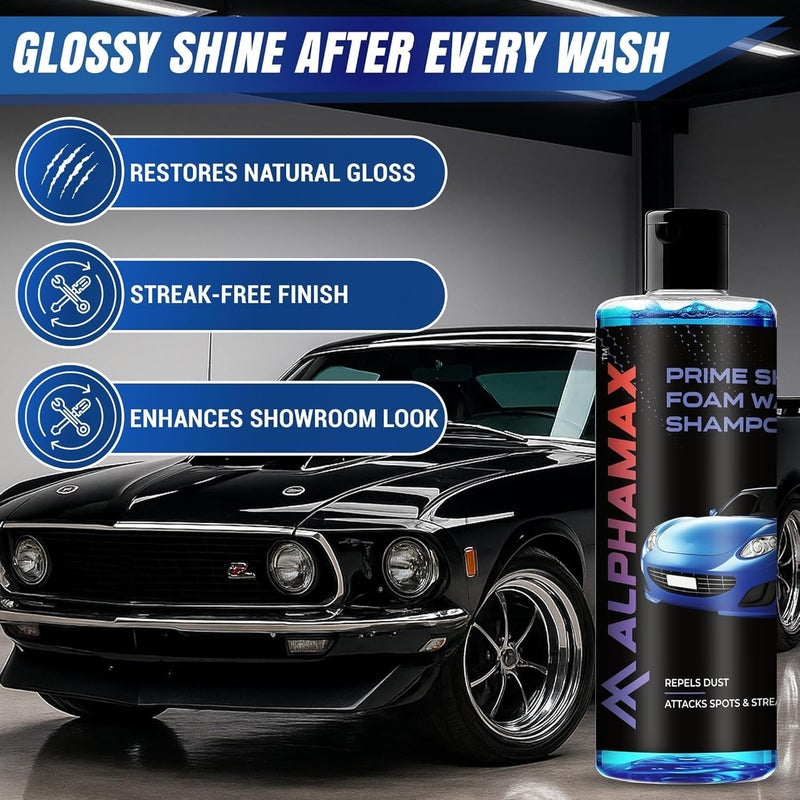 Alphamax Foam Car Wash Shampoo - 300ml | pH Neutral, Shine-Enhancing Formula | Luxurious, Honey-Thick Suds for Bucket Wash & Foam Cannon | Pleasant Fragrance (Pack of 1) - Image 4