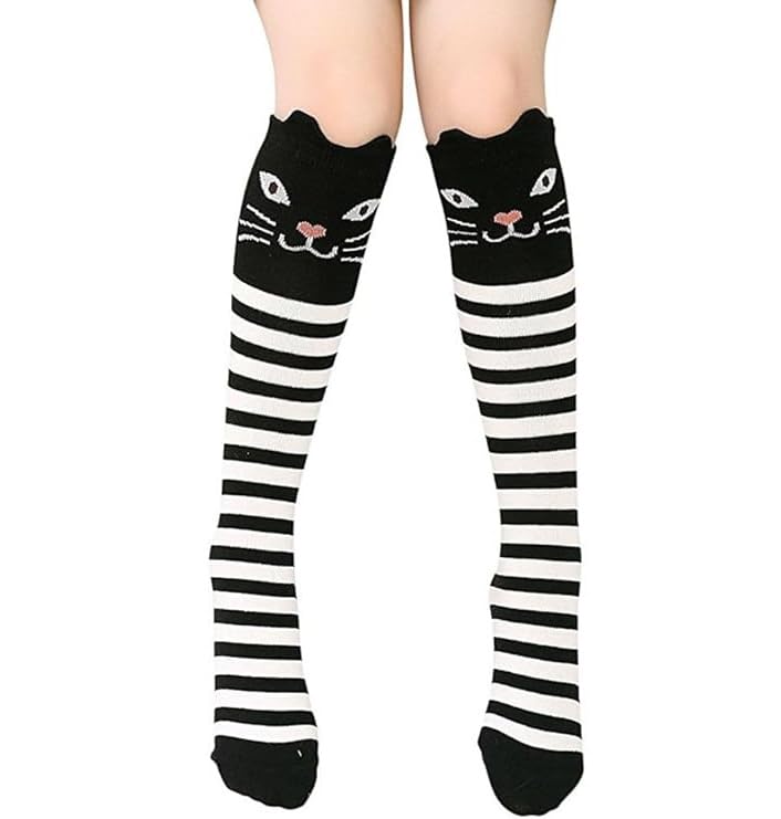 Galox جوارب جالوكسي للفتيات بطول الركبة هدايا ممتعة مجنونة بنقوش حيوانات لطيفة جوارب قطنية طويلة للأعمار من 5 إلى 12 سنة عبوة من 1 - Image 1