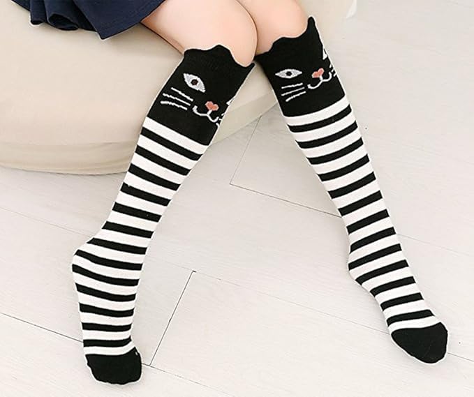 Galox جوارب جالوكسي للفتيات بطول الركبة هدايا ممتعة مجنونة بنقوش حيوانات لطيفة جوارب قطنية طويلة للأعمار من 5 إلى 12 سنة عبوة من 1 - Image 2