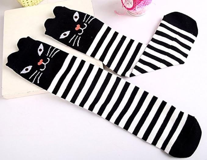 Galox جوارب جالوكسي للفتيات بطول الركبة هدايا ممتعة مجنونة بنقوش حيوانات لطيفة جوارب قطنية طويلة للأعمار من 5 إلى 12 سنة عبوة من 1 - Image 4