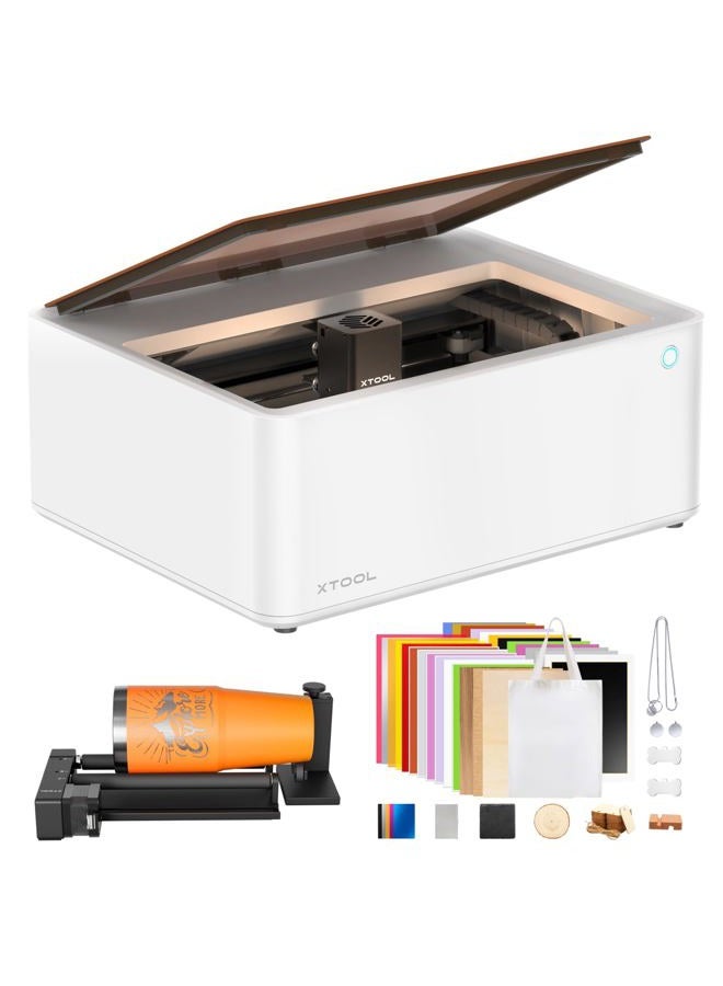 XTOOL M1 10w Compact 3-in-1 Laser Engraver & Cutting Machine with Rotary & Material Box, Higher Accuracy & Smarter Auto-Focus, Create Christmas DIY Wood/Metal/Paper/Acrylic/Iron-on/Vinyl - Image 1