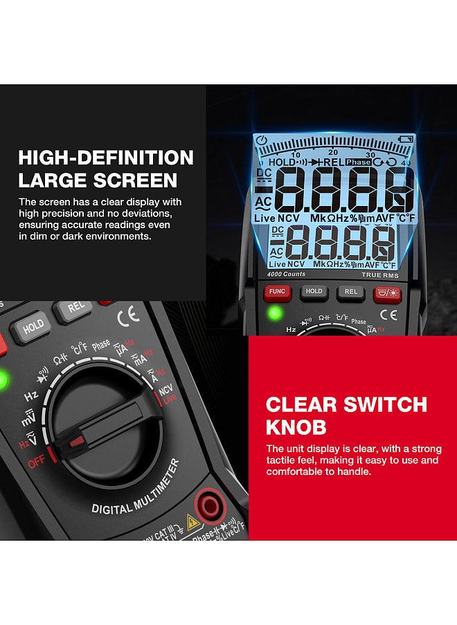 HABOTEST - HT135A Multifunctional Digital Multimeter LCD Color Display Handheld Multimeter 4000 True RMS Counts Professional Voltage Current Capacitance Resistance - Image 1