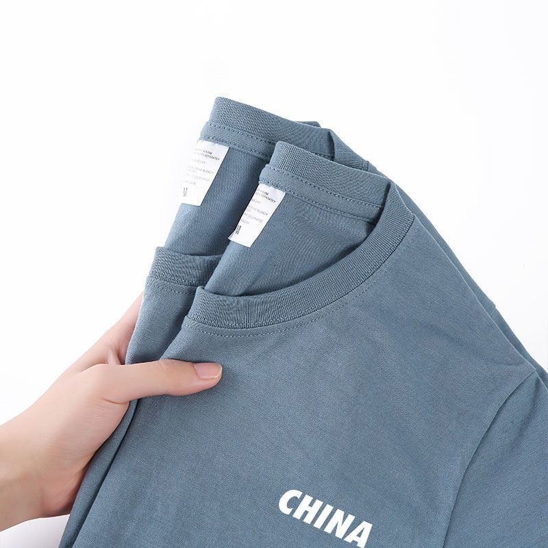 Factory Fashion Brand Printed T-Shirt Men'S And Women'S Summer Shoulder Round Neck Slim Short Sleeve Breathable Joker Base Shirt - Image 4