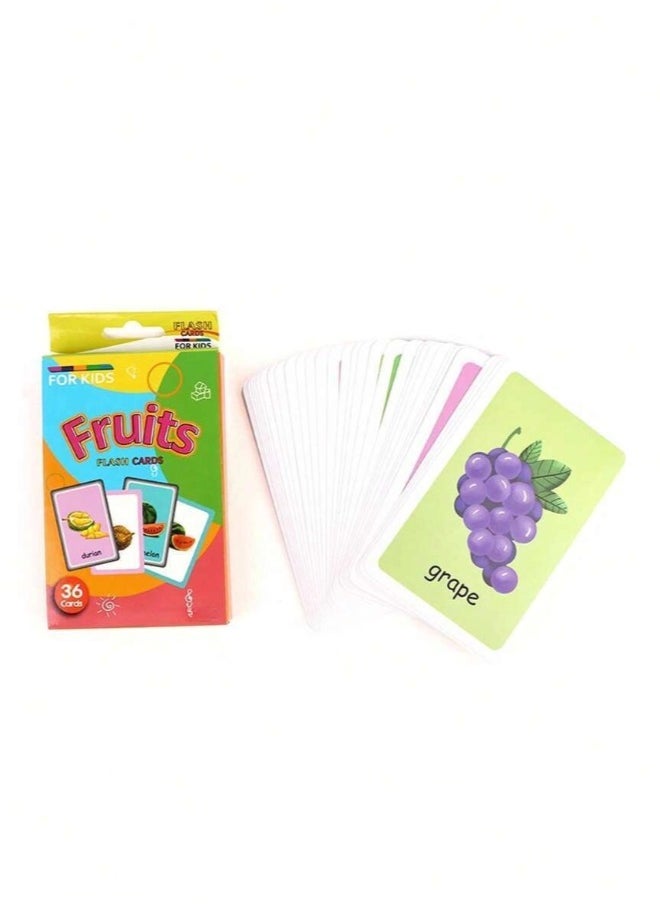 ShebSheb - Flash Cards for Toddlers Learn Fruits English Word Fun Learning and Educational Flashcards- 36 Picture Cards - Image 1