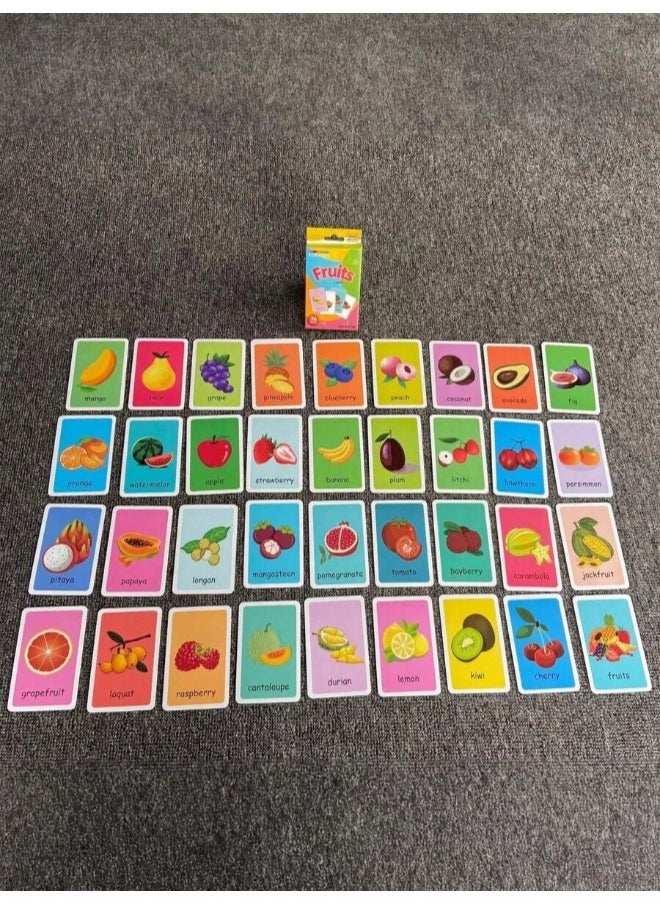 ShebSheb - Flash Cards for Toddlers Learn Fruits English Word Fun Learning and Educational Flashcards- 36 Picture Cards - Image 1