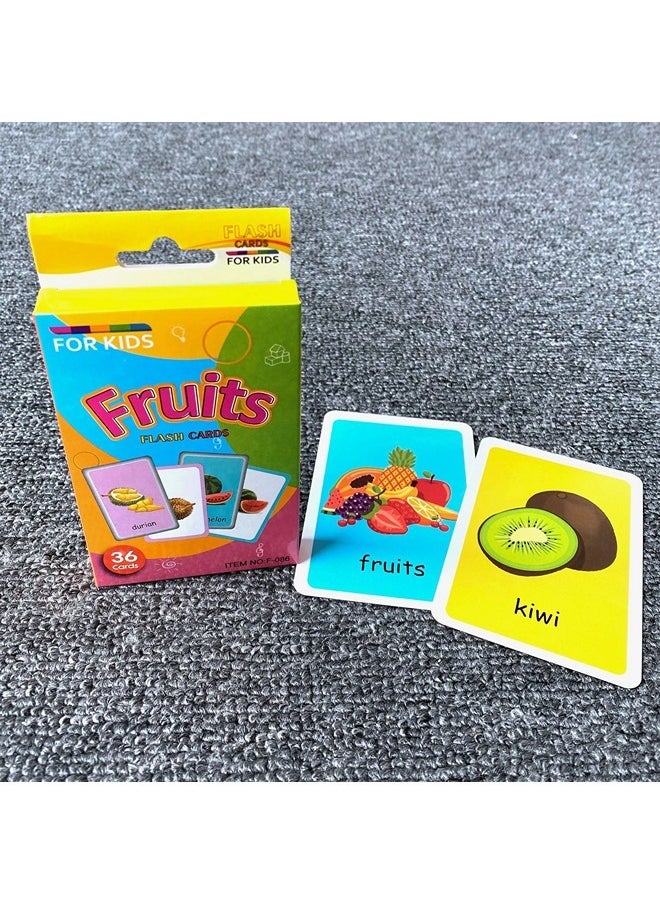 ShebSheb - Flash Cards for Toddlers Learn Fruits English Word Fun Learning and Educational Flashcards- 36 Picture Cards - Image 1