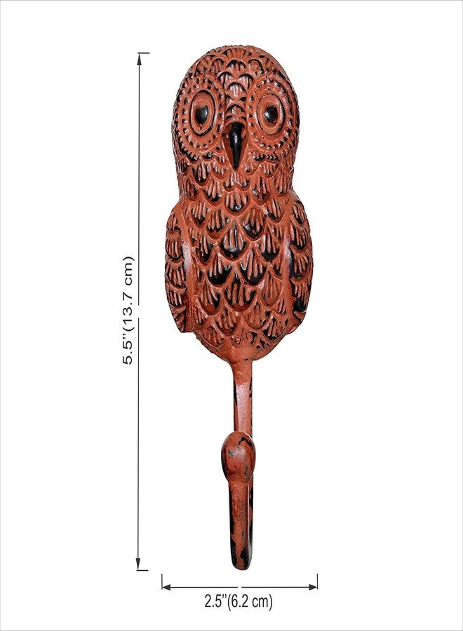 Two Moustaches Handcrafted Owl Design Key Hook - Rustic Orange - Image 4