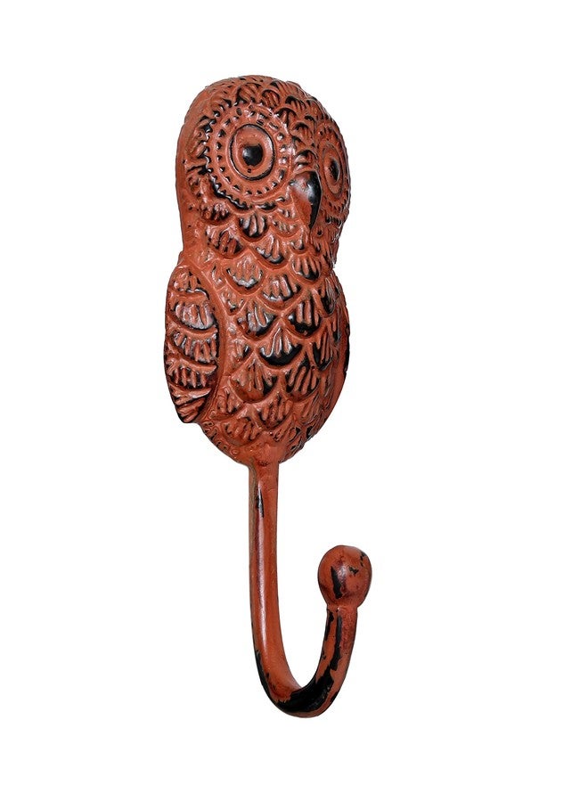 Two Moustaches Handcrafted Owl Design Key Hook - Rustic Orange - Image 2