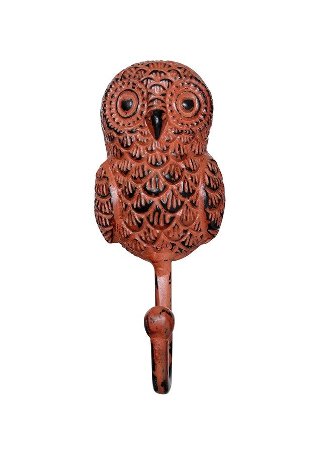 Two Moustaches Handcrafted Owl Design Key Hook - Rustic Orange - Image 3