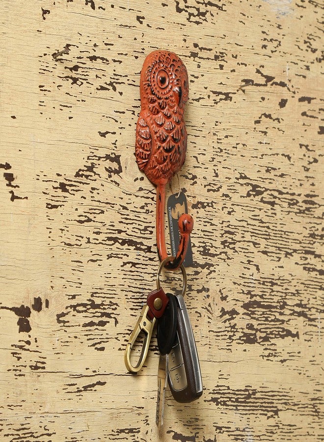 Two Moustaches Handcrafted Owl Design Key Hook - Rustic Orange - Image 5