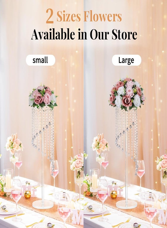 NUPTIO Large Flower Balls for Centerpieces - 2 Pcs 13.8in Diameter Dusty Rose & White Artificial Flower Ball Arrangement Bouquet Wedding Centerpieces for Tables - Fake Rose Flowers for Weddings Decor - Image 3